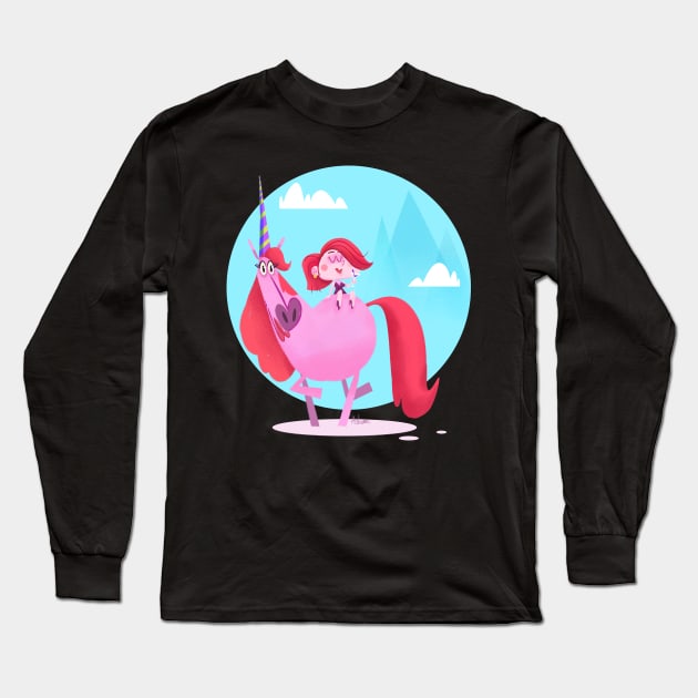 Sassy unicorn lady Long Sleeve T-Shirt by azbeen